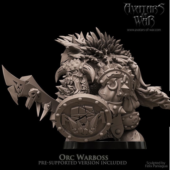 3D printed Black Orc Warlord by Avatars of War