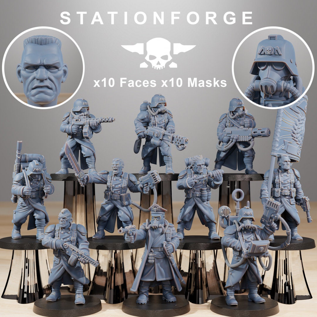 3D Printed Grim Guard Combatants x10 by StationForge Miniatures