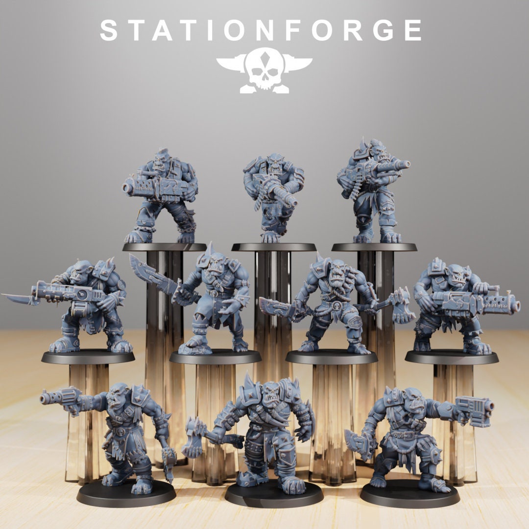 3D Printed Orkaz Strappaz x10 by StationForge Miniatures