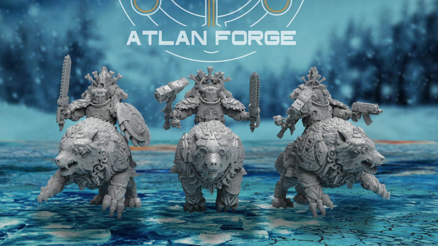 3d Printed Asgardian Wolf Riders x3 by Atlan Forge Miniatures