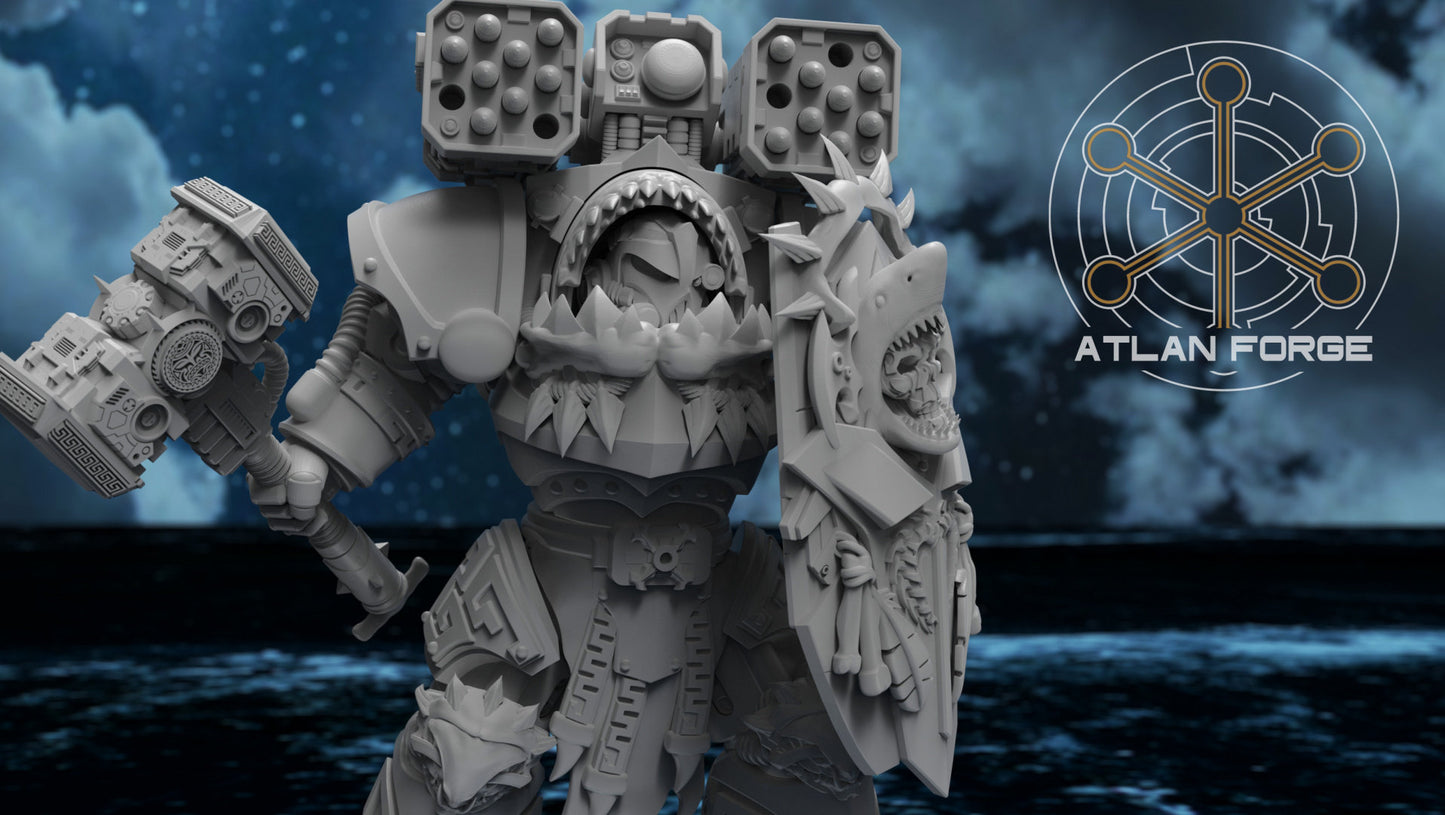 3d Printed Shark Knight Heavy Armor x5 by Atlan Forge Miniatures