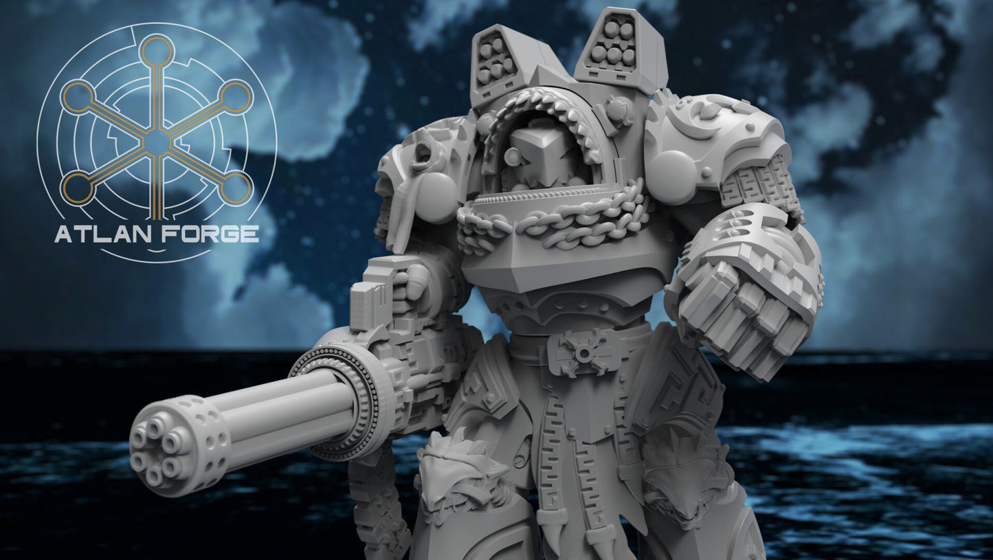 3d Printed Shark Knight Heavy Armor x5 by Atlan Forge Miniatures