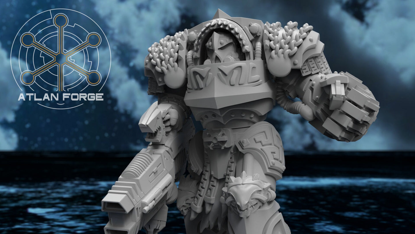 3d Printed Shark Knight Heavy Armor x5 by Atlan Forge Miniatures