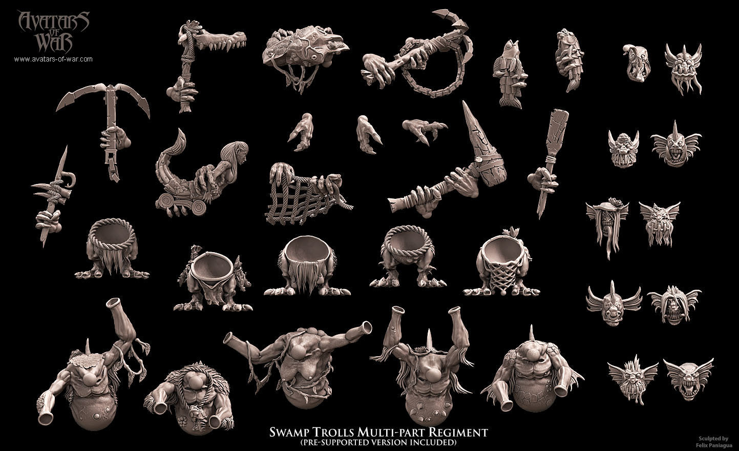 3D printed Swamp Trolls x5 by Avatars of War