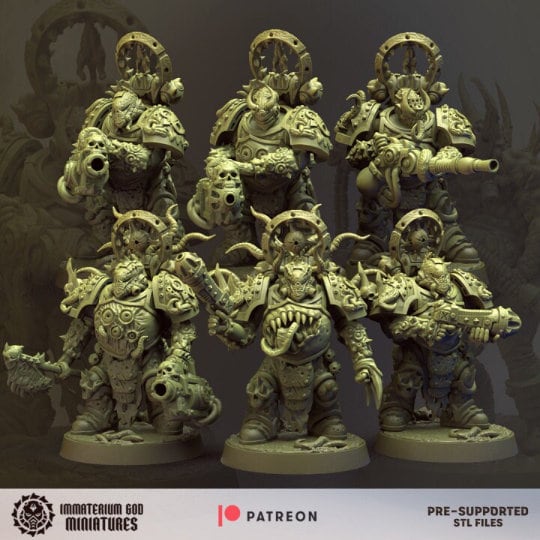 3d Printed Decay Soldiers W/Heavy Weapons x6 by Immaterium God Miniatures