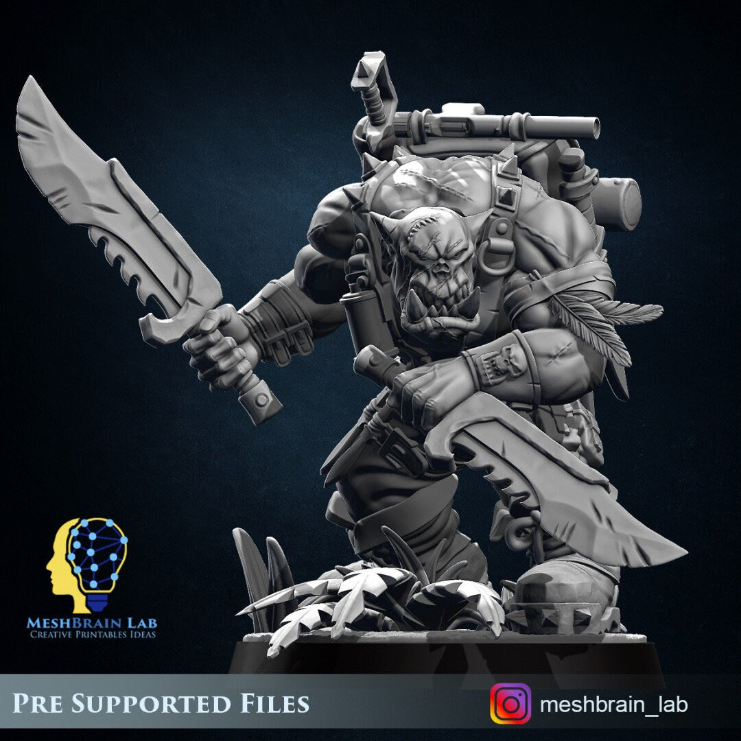 3d Printed Ork Commando Slayer by Meshbrain Labs Miniatures