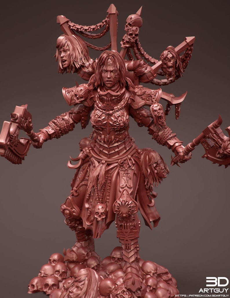 3D Printed Angry Ax Lady by 3DArtGuy Miniatures