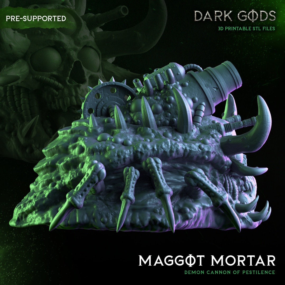 3D Printed Maggot Mortar by Dark Gods Miniatures