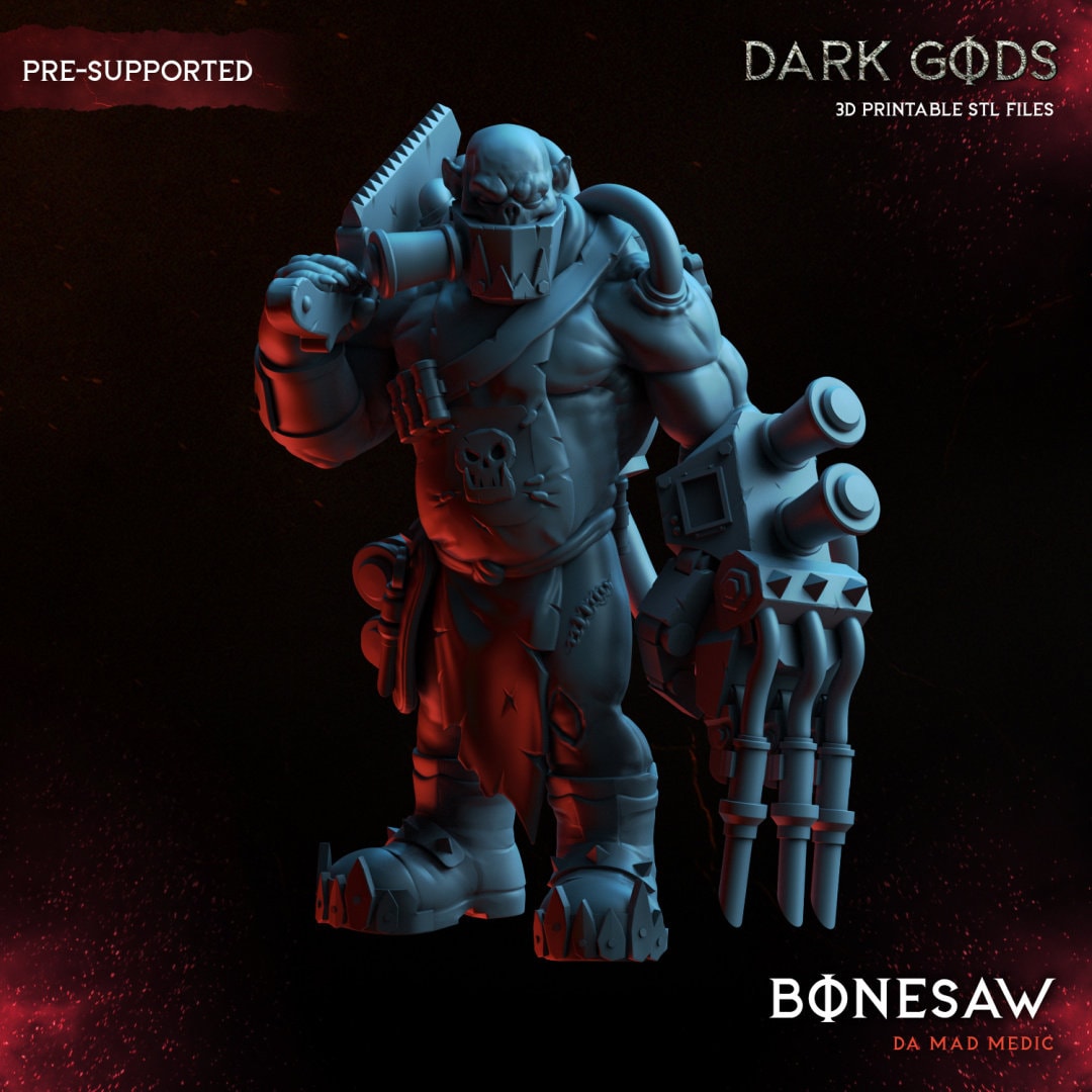 3D Printed Orc Bonesaw Medic by Dark Gods Miniatures