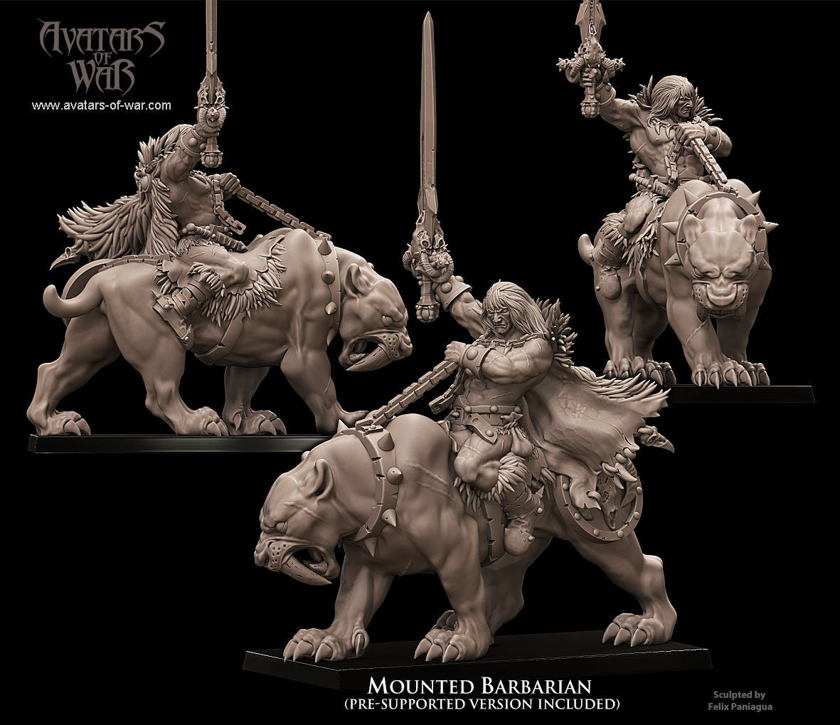 3D Printed Barbarian Manhunter with Sabertooth by Avatars of War