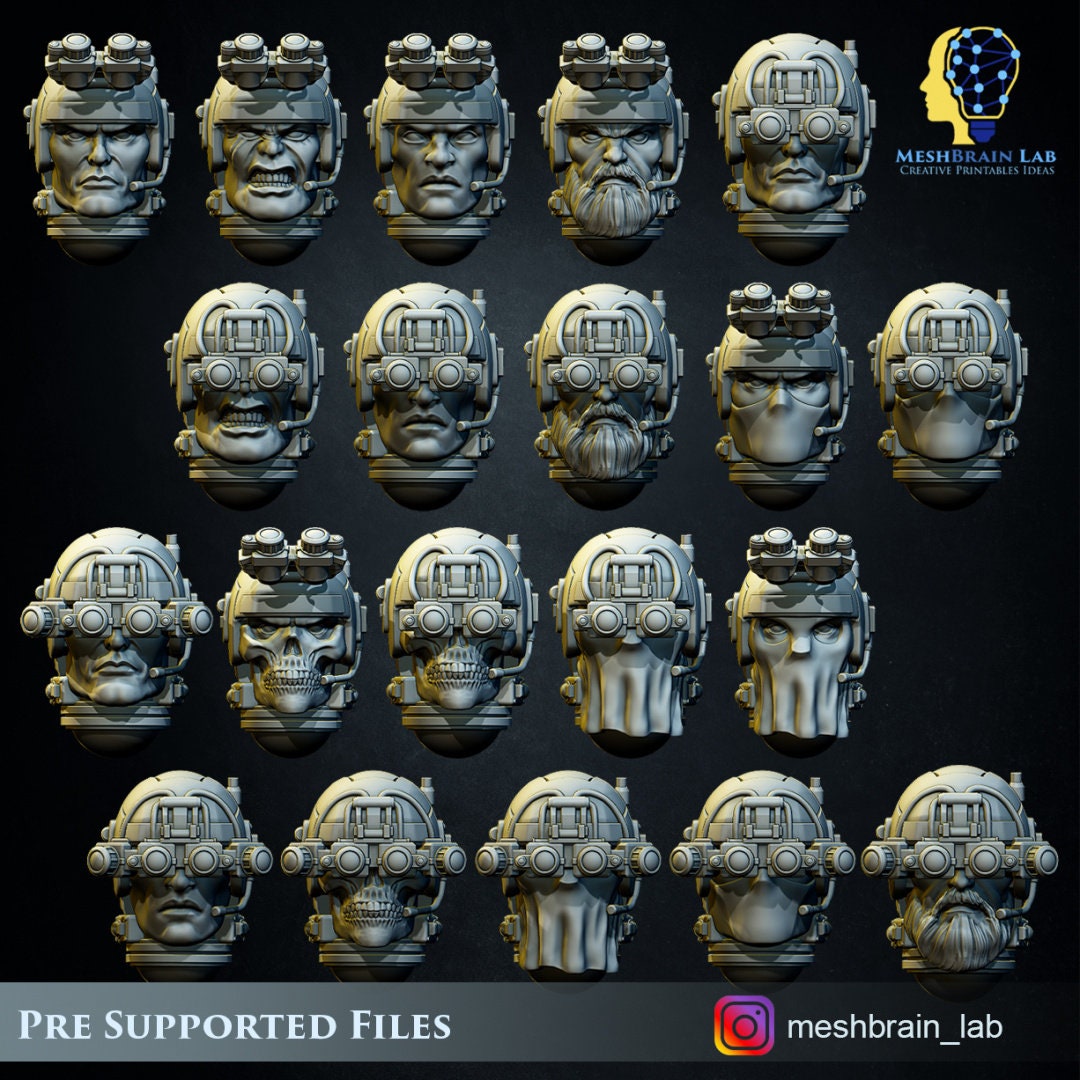 3d Printed Imperial Marine Scout Heads x20 by Meshbrain Labs