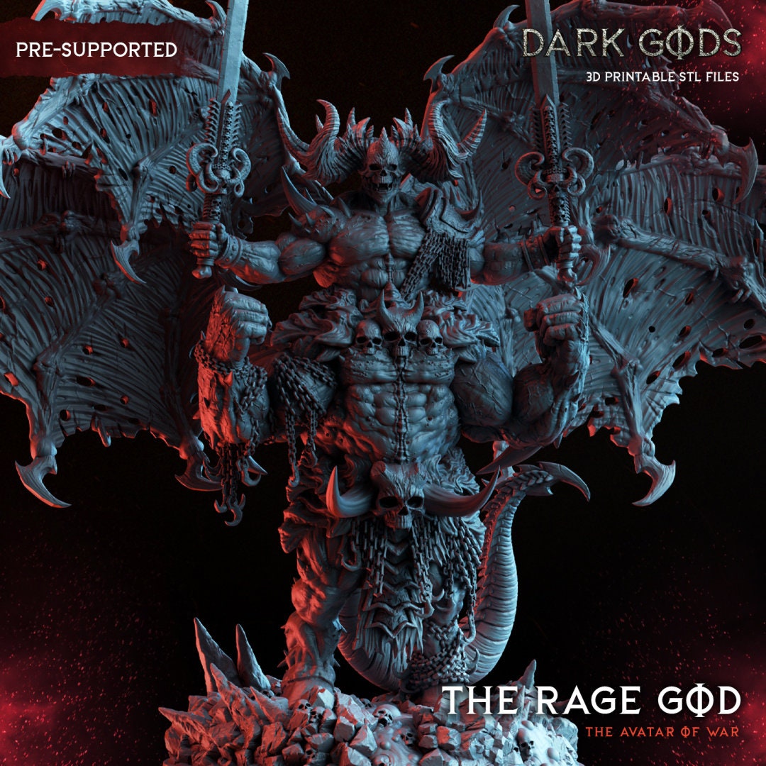 3D Printed God of Rage by Dark Gods Miniatures