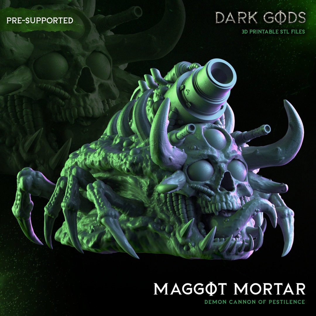 3D Printed Maggot Mortar by Dark Gods Miniatures