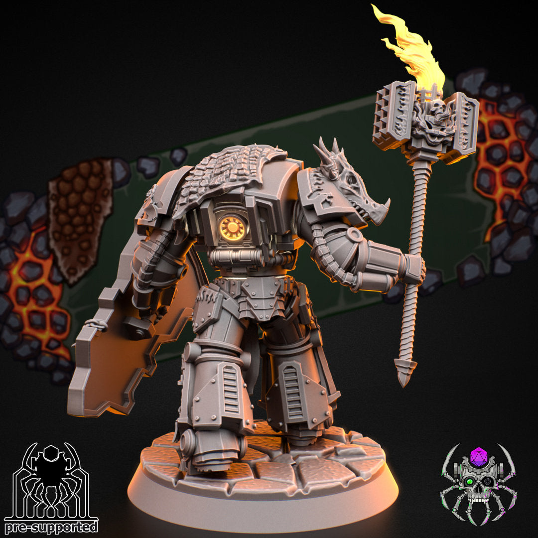 3d Printed Flame Lizards Heavy Armor Captain by EightLegs Miniatures