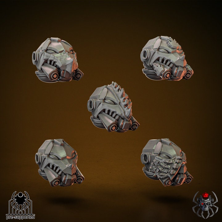 3D Printed Flame Lizards Helmets x10 by EightLegsMiniatures