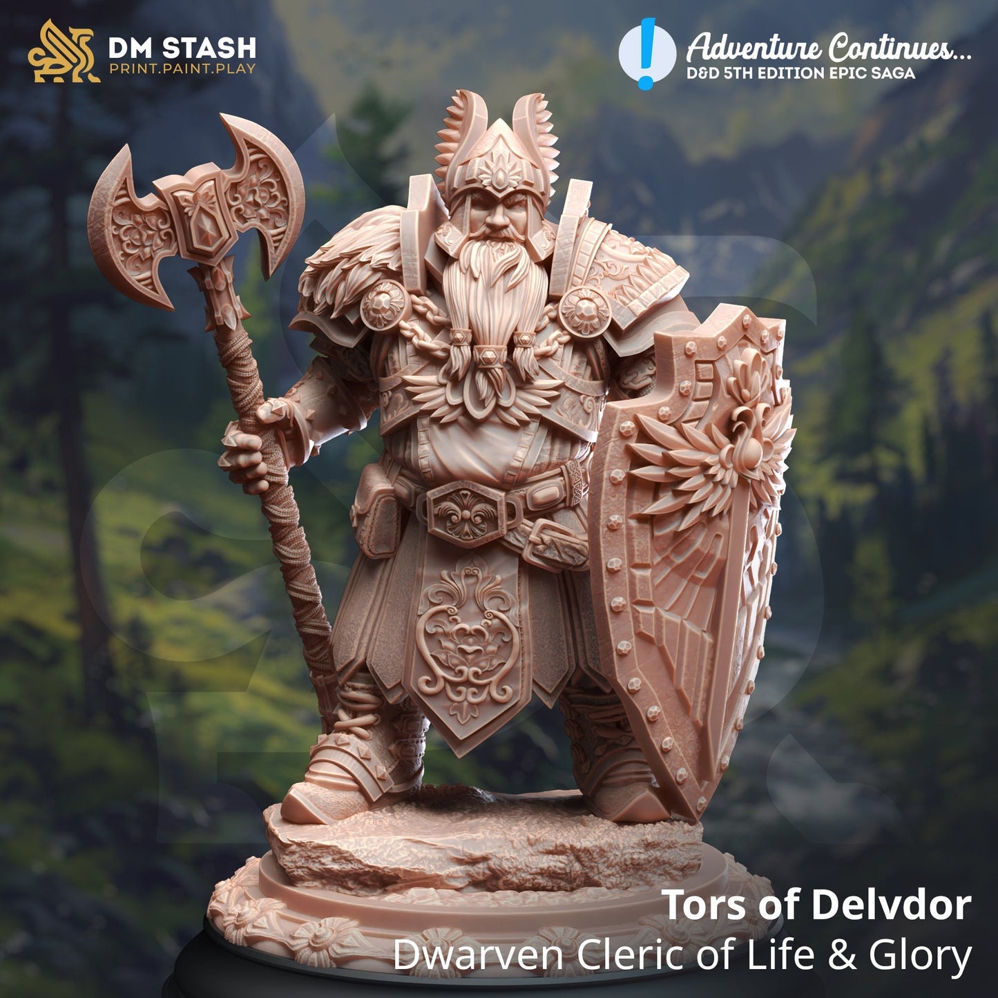 3D Printed Dwarf Cleric by DM Stash