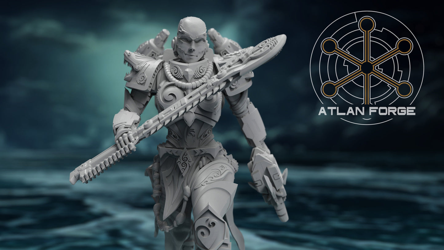 3d Printed Shark Knight Wave Maidens x5 by Atlan Forge Miniatures