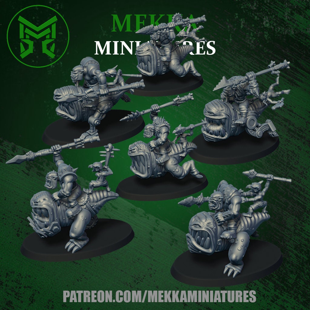 3d Printed Orc Chompa Riders by Mekka Miniatures