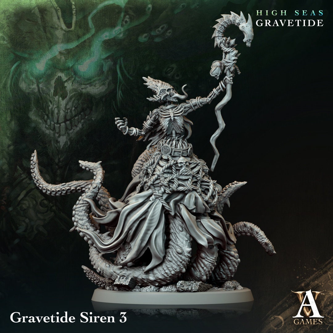 3D Printed Gravetide Siren by Archvillain Games