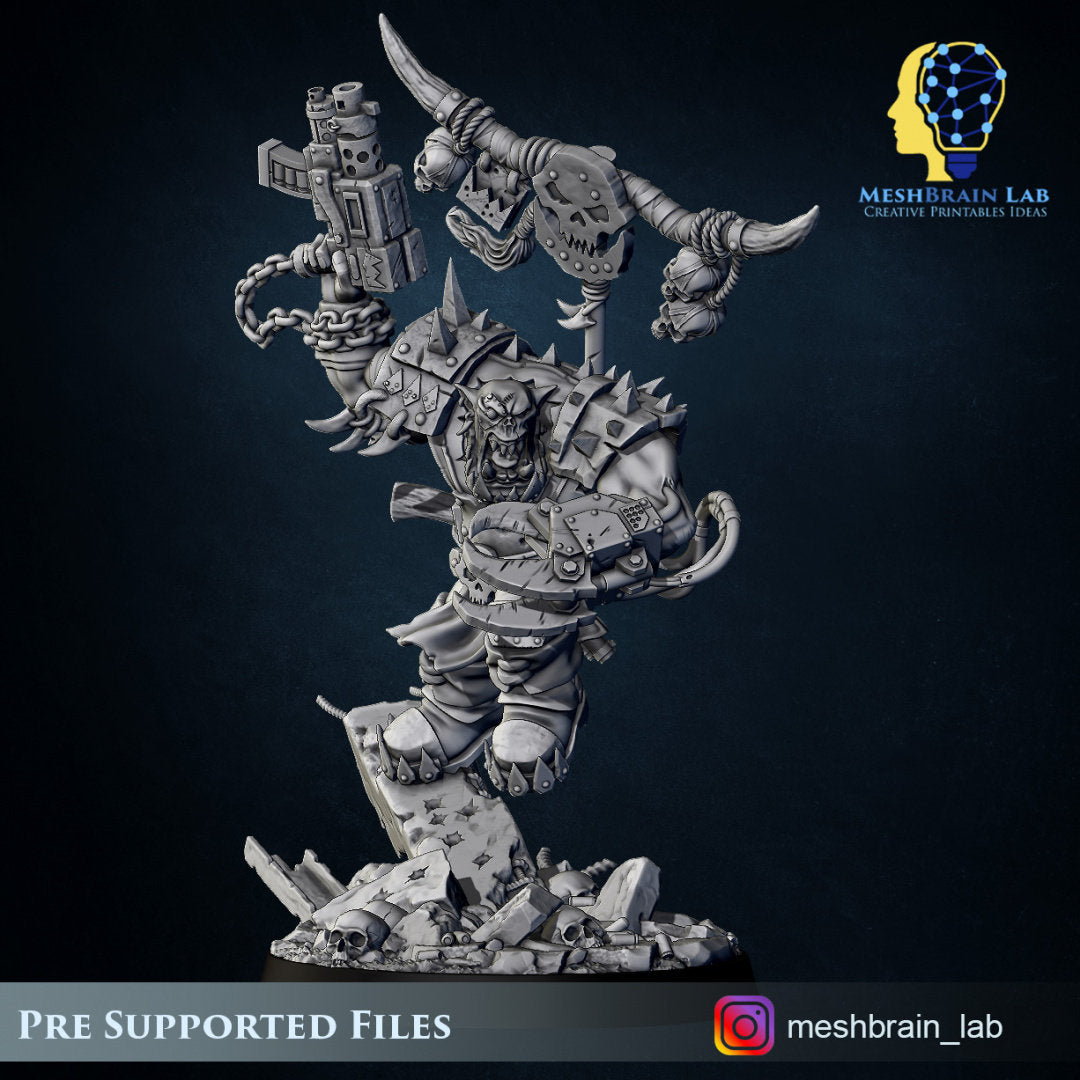 3d Printed Ork Boss Big Klaw by Meshbrain Labs Miniatures