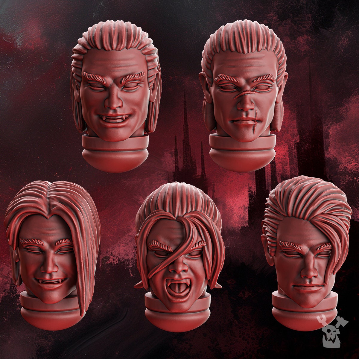 3d Printed Crimson Wings Handsome Heads Set by DakkaDakka