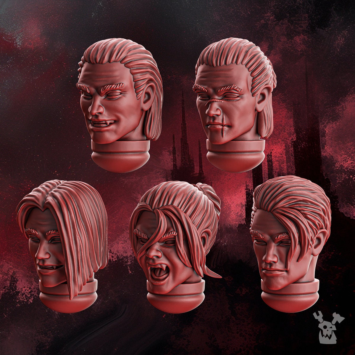 3d Printed Crimson Wings Handsome Heads Set by DakkaDakka