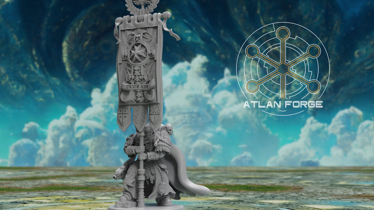 3d Printed Templar War Banner Bearer by Atlan Forge Miniatures