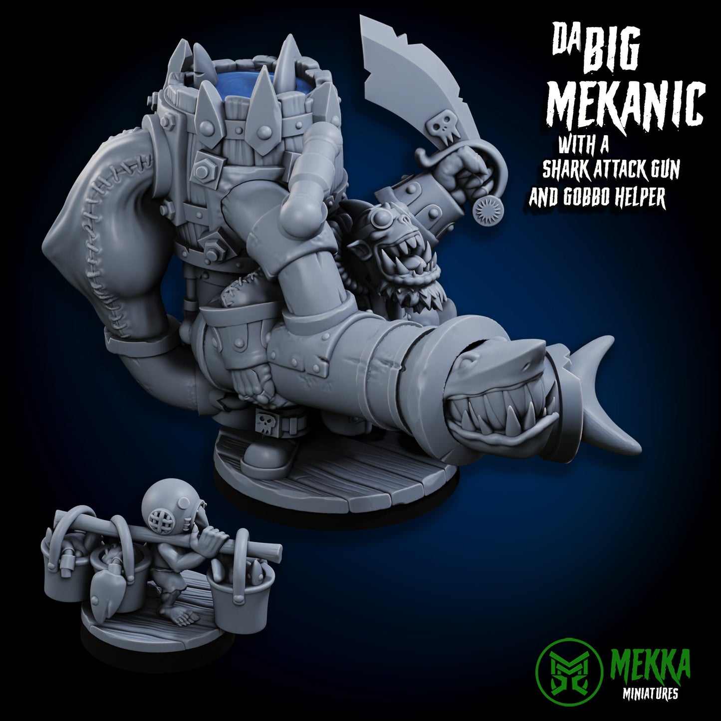 3d Printed Big Mekanic with Shark Gun by Mekka Miniatures