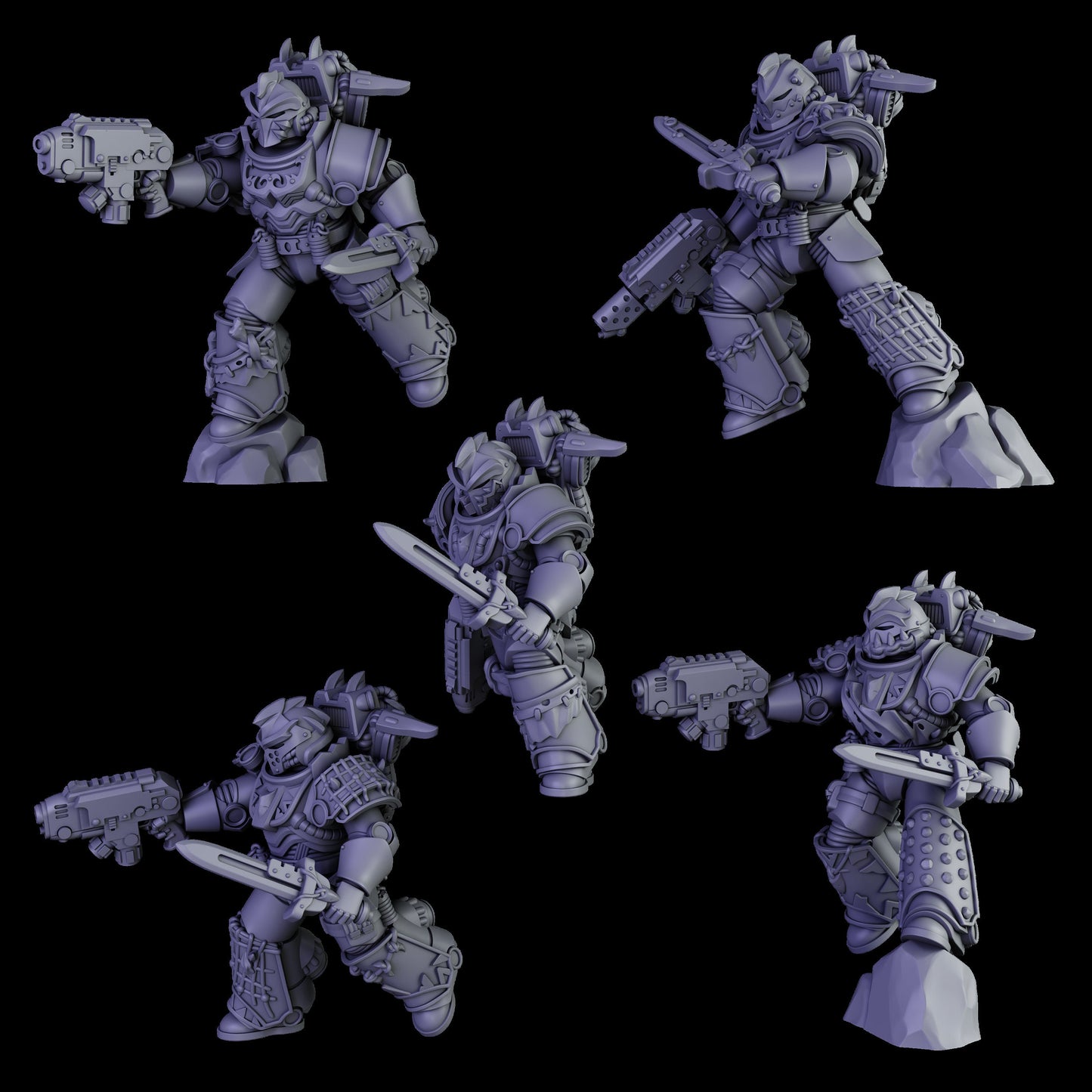 3d Printed White Megaladon Jetpack Squad by DakkaDakka Miniatures