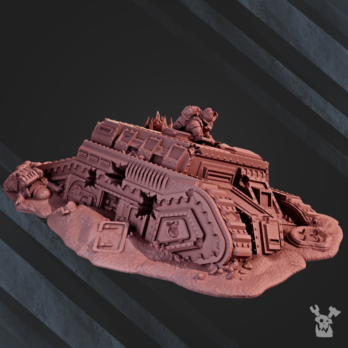 3d Printed Wrecked Tank by DakkaDakka Miniatures