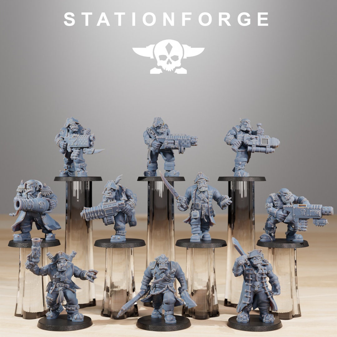 3D Printed Orkaz Pirates x10 by StationForge Miniatures