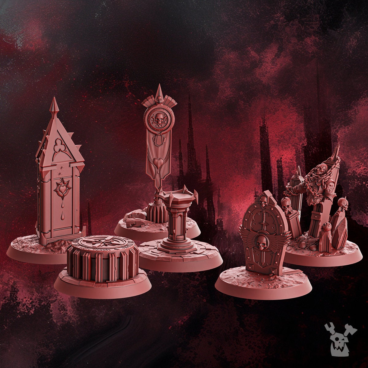 3d Printed Crimson Wing Objective Markers by DakkaDakka Miniatures