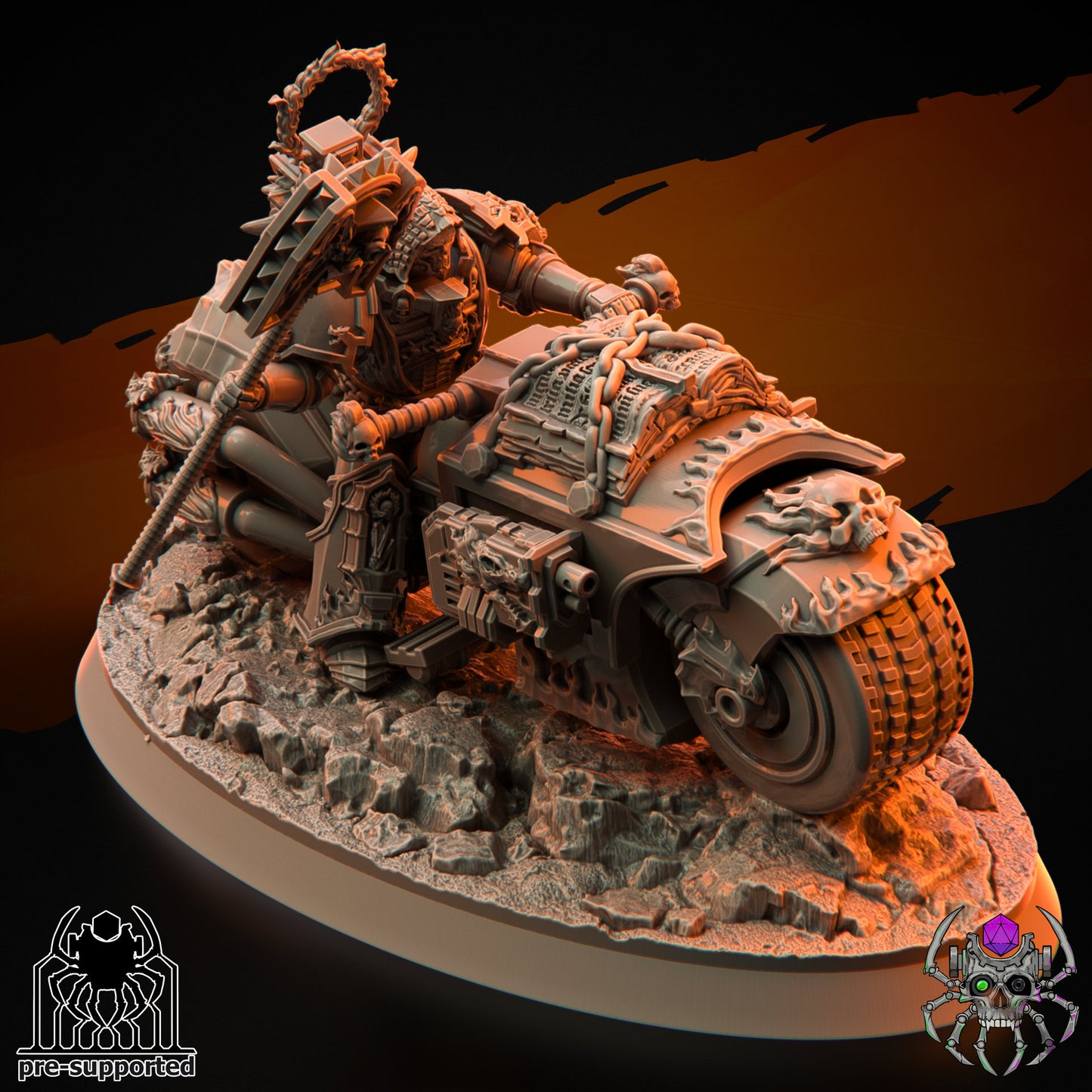 3d Printed Flame Lizards Bike Priest by EightLegs Miniatures