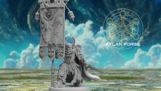 3d Printed Templar War Banner Bearer by Atlan Forge Miniatures