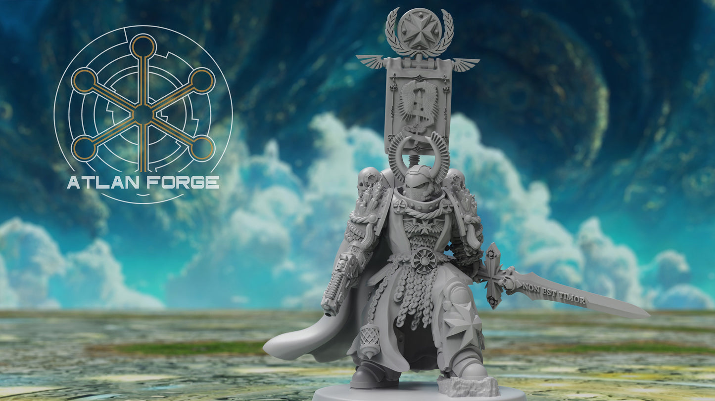 3d Printed Templar War Banner Bearer by Atlan Forge Miniatures