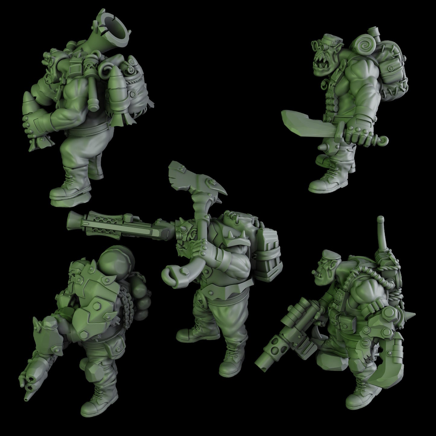 3d Printed Black Orks Mob by DakkaDakka Miniatures