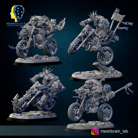 3d Printed Wasteland Biker Orks by Meshbrain Labs Miniatures