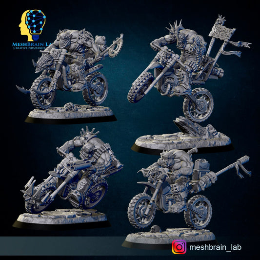 3d Printed Wasteland Biker Orks by Meshbrain Labs