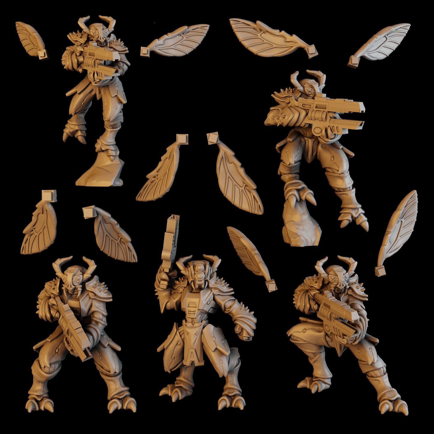 3d Printed Space Vespidae Assault Squad by DakkaDakka Miniatures