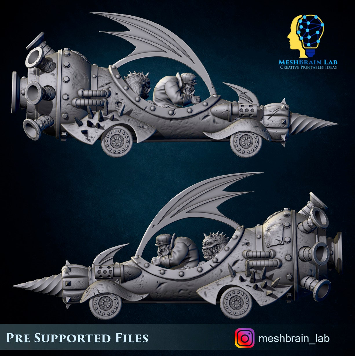 3d Printed Evil Machine RaceOrk Car by Meshbrain Labs