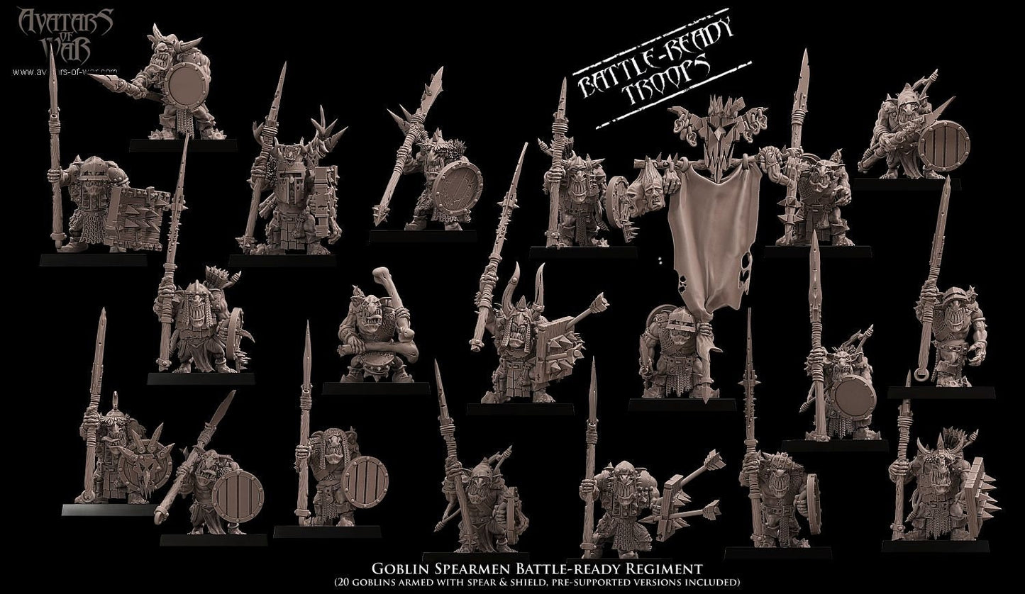 3D printed Goblin Spearmen Regiment x20 by Avatars of War