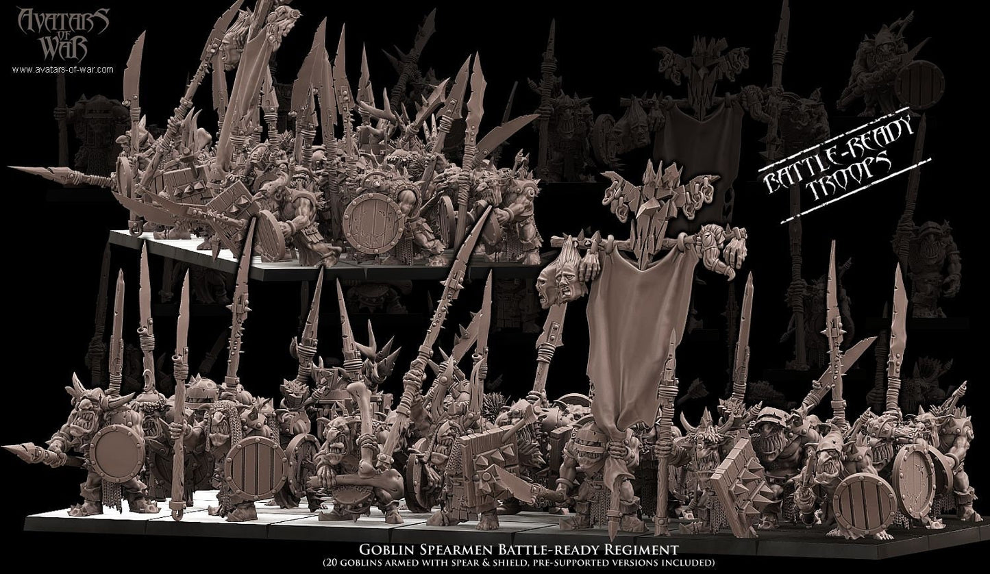 3D printed Goblin Spearmen Regiment x20 by Avatars of War