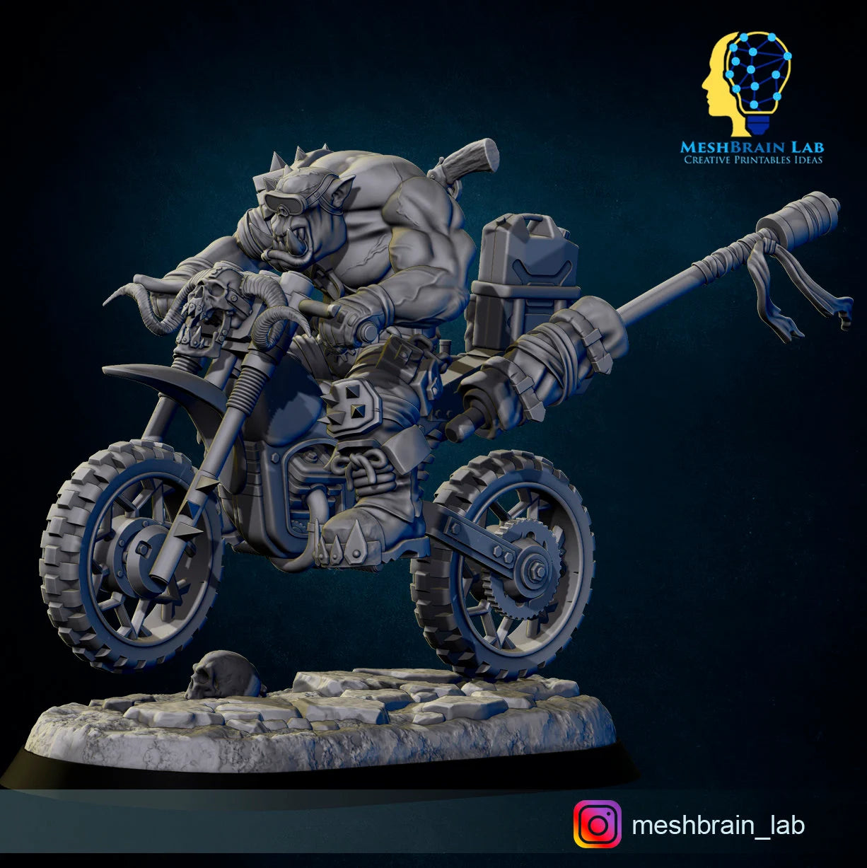 3d Printed Wasteland Biker Orks by Meshbrain Labs Miniatures