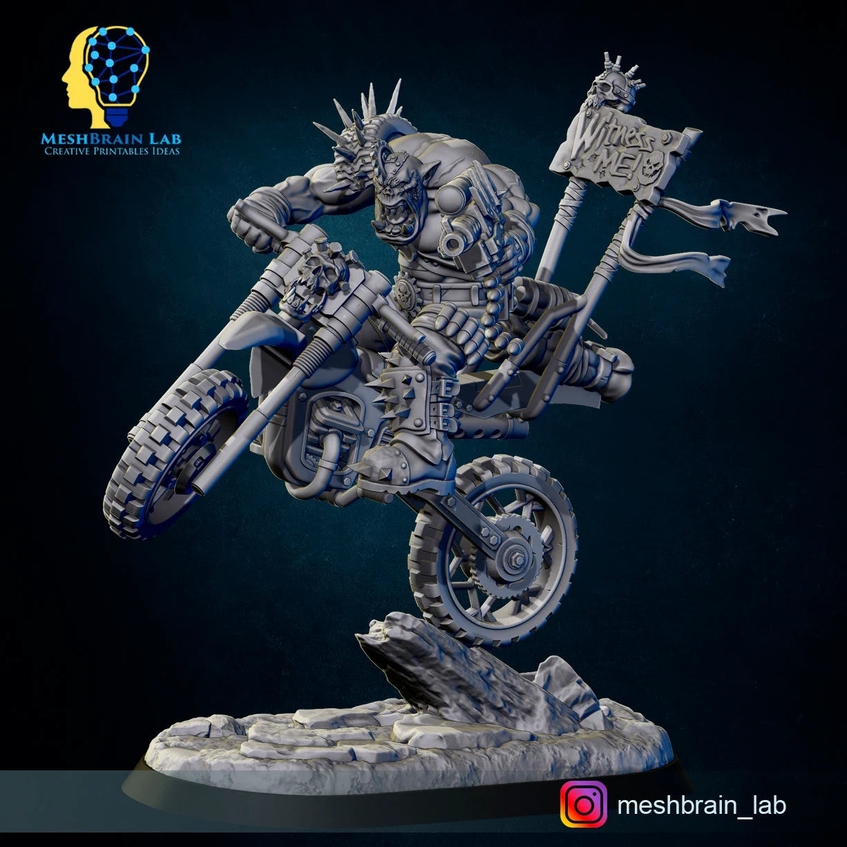 3d Printed Wasteland Biker Orks by Meshbrain Labs Miniatures