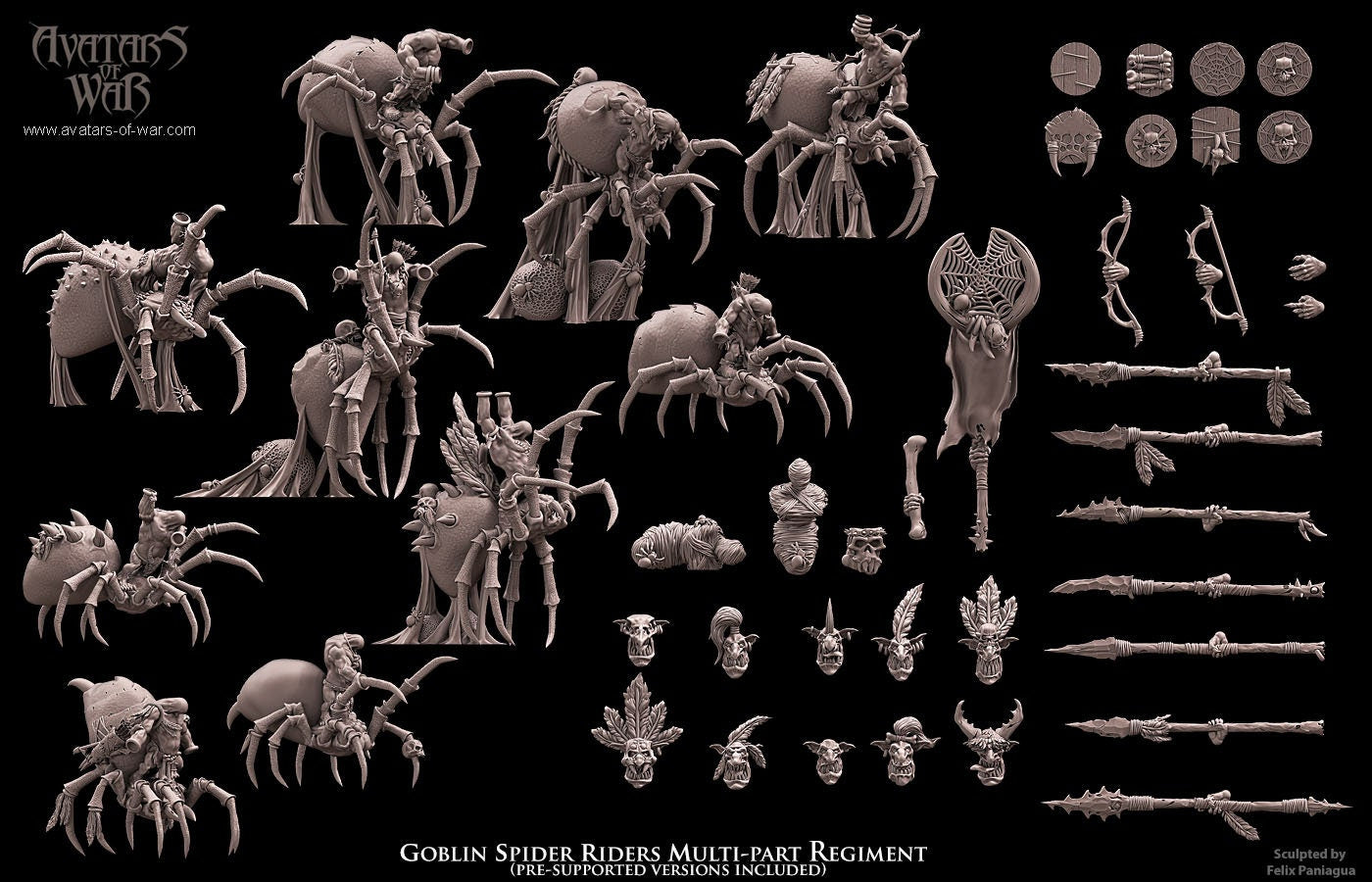 3D printed Goblin Spider Riders by Avatars of War