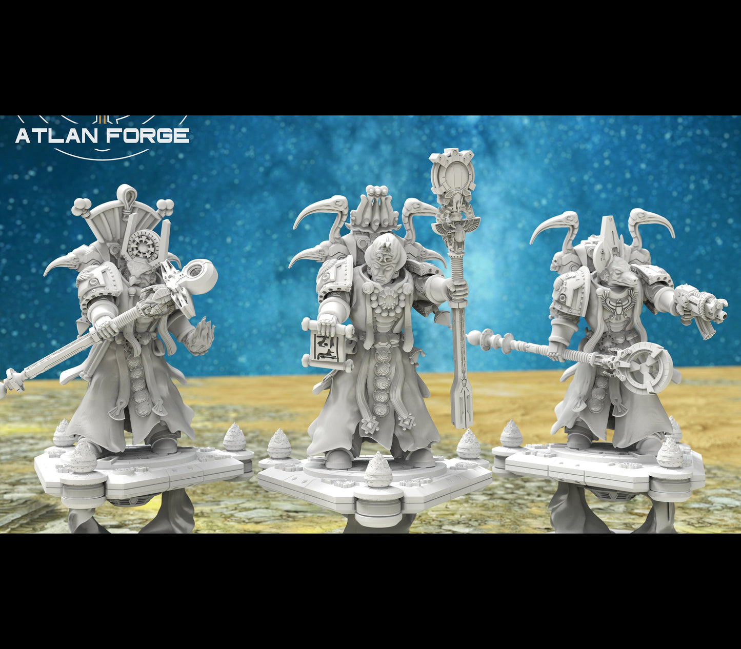 3d Printed Mages of Aegyptus x3 by Atlan Forge Miniatures