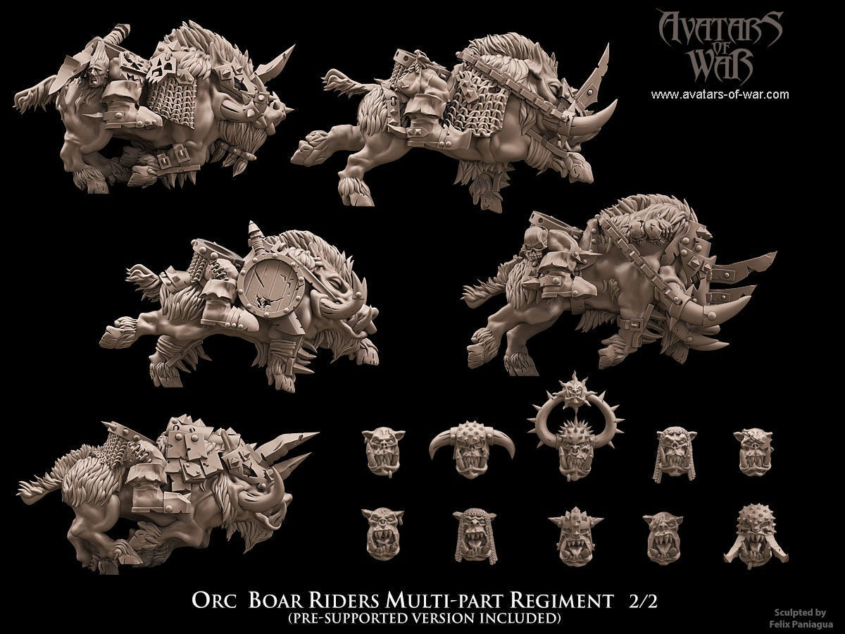 3D Printed Orc Boar Rider Regiment by Avatars of War