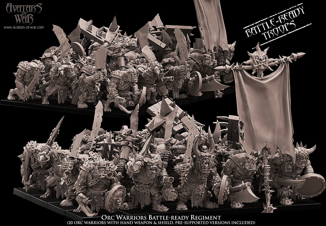 3D printed Orc Warrior Battle Ready regiment (20 orcs) by Avatars of War