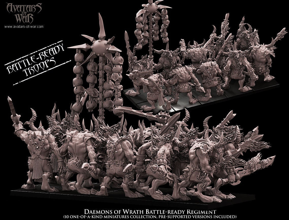 3D Printed Daemons of Wrath Regiment by Avatars of War