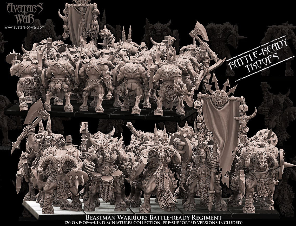 3D Printed Beastman Warriors Regiment x20 by Avatars of War